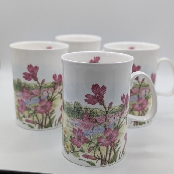 Dunoon Red Campion Fine China 10 Oz Mug Set English Wildflowers Jane Fern - Picture 12 of 12